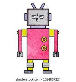 Retro-Grunge-Textur-Cartoon eines Roboters