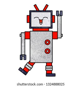 retro grunge texture cartoon of a robot