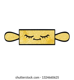 retro grunge texture cartoon of a rolling pin