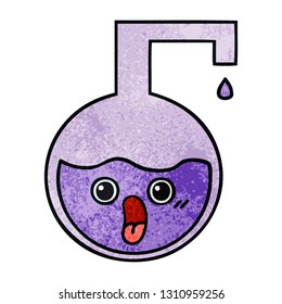 retro grunge texture cartoon of a science experiment 