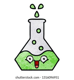 retro grunge texture cartoon of a science beaker