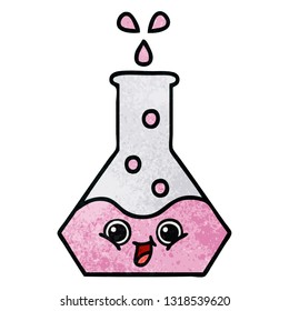 retro grunge texture cartoon of a science beaker