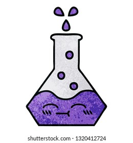 retro grunge texture cartoon of a science beaker