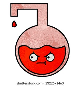 retro grunge texture cartoon of a science experiment 