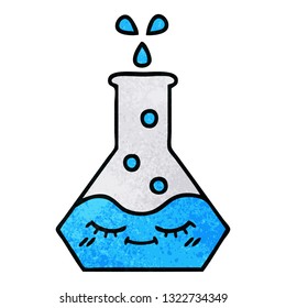 retro grunge texture cartoon of a science beaker