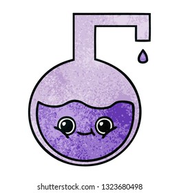 retro grunge texture cartoon of a science experiment 
