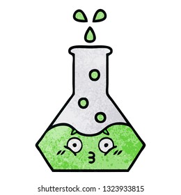 retro grunge texture cartoon of a science beaker