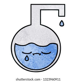 retro grunge texture cartoon of a science experiment 