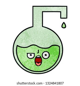 retro grunge texture cartoon of a science experiment 