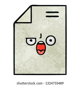retro grunge texture cartoon of a sheet of paper 