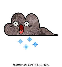 retro grunge texture cartoon of a storm snow cloud