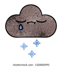 retro grunge texture cartoon of a storm snow cloud