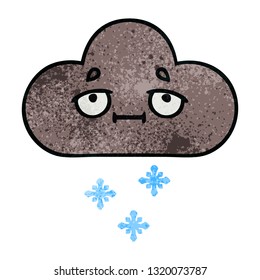 caricatura de textura retro grunge de una nube de nieve de tormenta