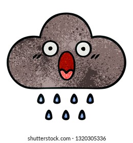 retro grunge texture cartoon of a storm rain cloud