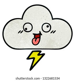 retro grunge texture cartoon of a storm cloud