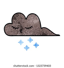 caricatura de textura retro grunge de una nube de nieve de tormenta