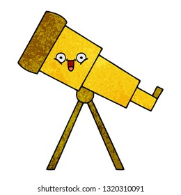 retro grunge texture cartoon of a telescope