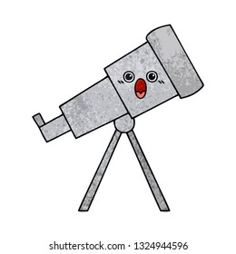 retro grunge texture cartoon of a telescope