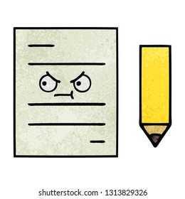 retro grunge texture cartoon of a test paper