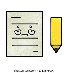 retro grunge texture cartoon of a test paper