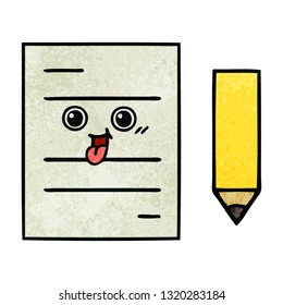 retro grunge texture cartoon of a test paper