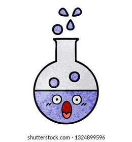 retro grunge texture cartoon of a test tube