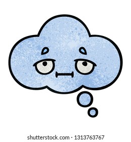 caricatura de textura retro grunge de una burbuja de pensamiento