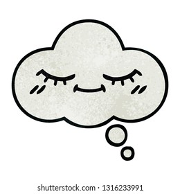 retro grunge texture cartoon of a thought bubble