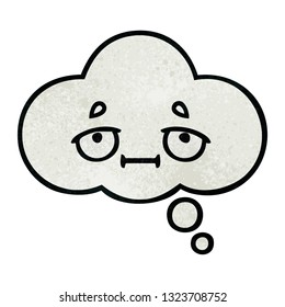 retro grunge texture cartoon of a thought bubble