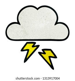 retro grunge texture cartoon of a thunder cloud