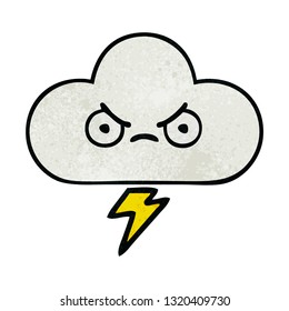 retro grunge texture cartoon of a thunder cloud