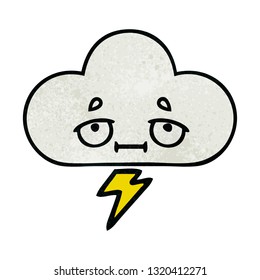 caricatura de textura retro grunge de una nube trueno