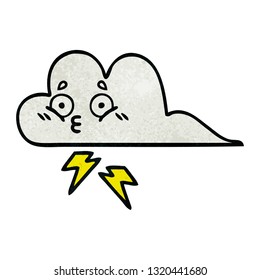 caricatura de textura retro grunge de una nube trueno