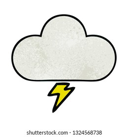 caricatura de textura retro grunge de una nube trueno