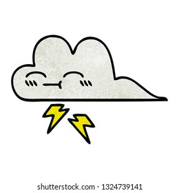 retro grunge texture cartoon of a thunder cloud