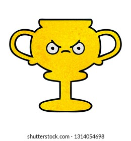 retro grunge texture cartoon of a trophy