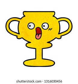 retro grunge texture cartoon of a trophy