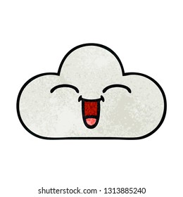 retro grunge texture cartoon of a white cloud