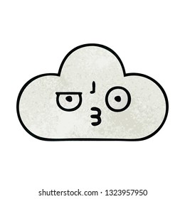 caricatura de textura retro grunge de una nube blanca