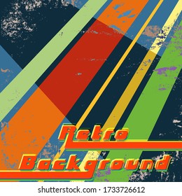 Retro grunge texture design background with vintage colored stripes. Vector illustration.