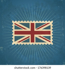 Retro grunge United Kingdom flag postage stamp illustration
