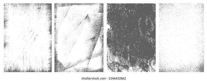 Retro grunge vertical frames set with different grungy textures in black and white colors isolated vector illustration