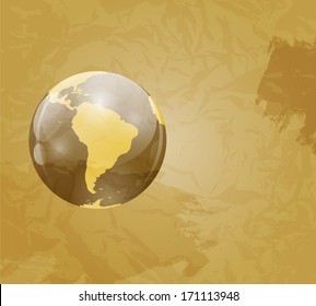 Retro Grunge World Map Vector Illustration 