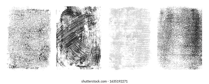 Retro grungy frames collection with scratched distressed grained textures isolated vector illustration