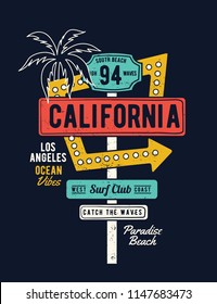 Retro grungy route California sign. Vector illustrations for t-shirt prints, poster and other uses