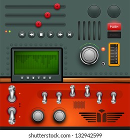 Retro GUI design, layered vector illustration.