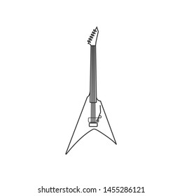 Retro guitar black and white icon. Isolated Vector String set.