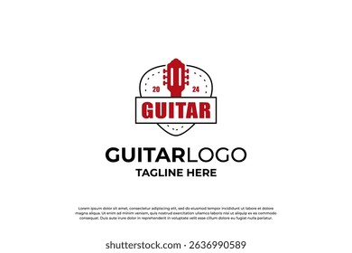 Retro guitar emblem logo design