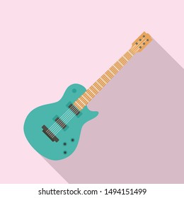 Retro guitar icon. Flat illustration of retro guitar vector icon for web design