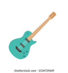 Retro guitar icon. Flat illustration of retro guitar vector icon for web design